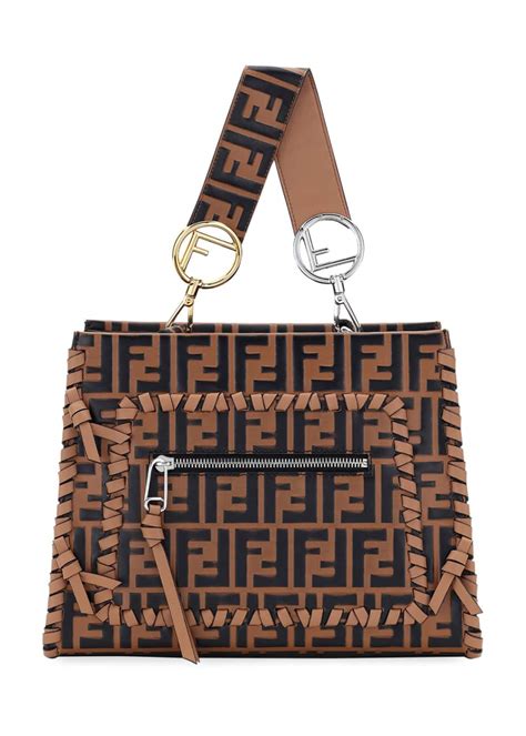 Fendi Small Runaway Whipstitch Leather Tote Bag 